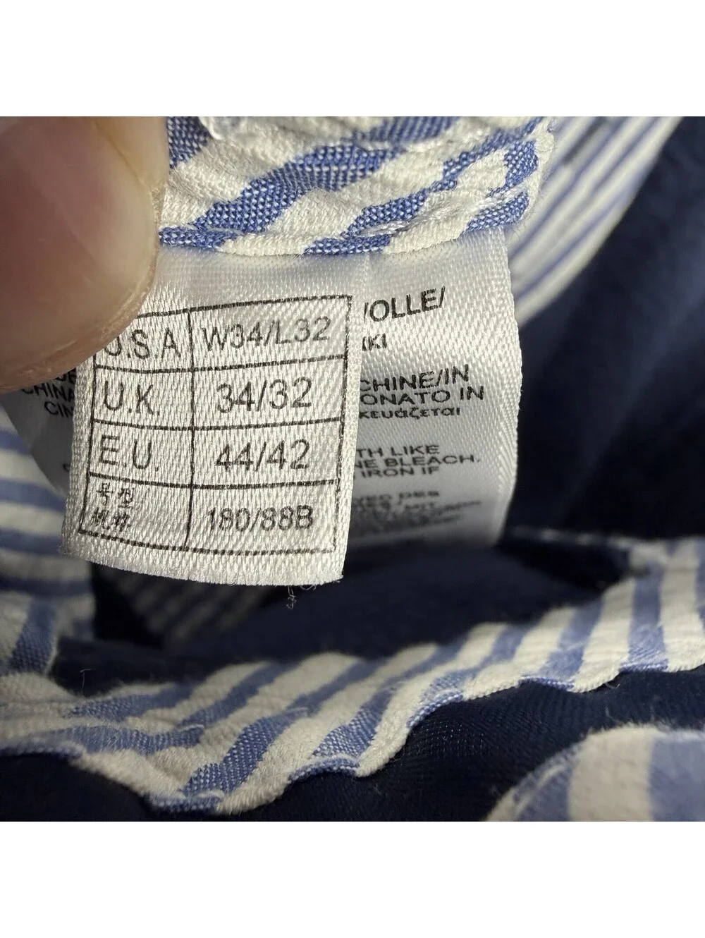 Brooks Brothers Pants Mens 34x32 Blue Genuine Seersucker Clark Chino Preppy